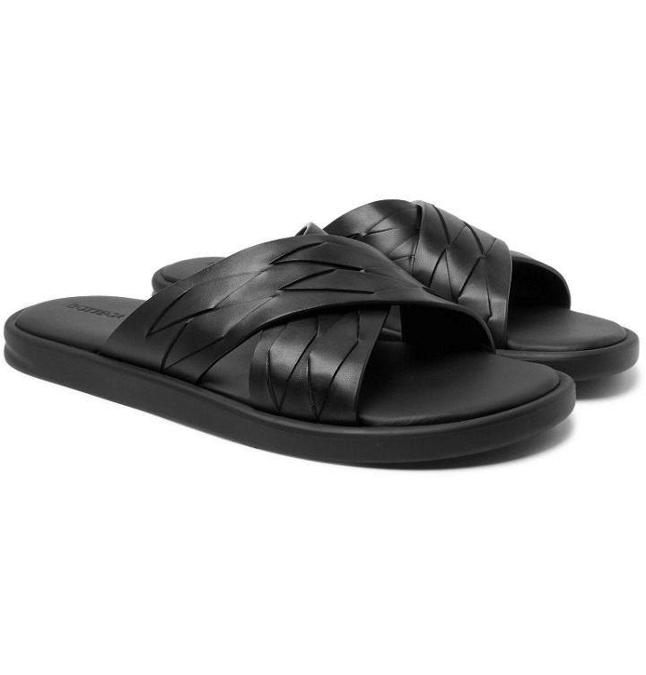 Photo: Bottega Veneta - Woven Leather Sandals - Black