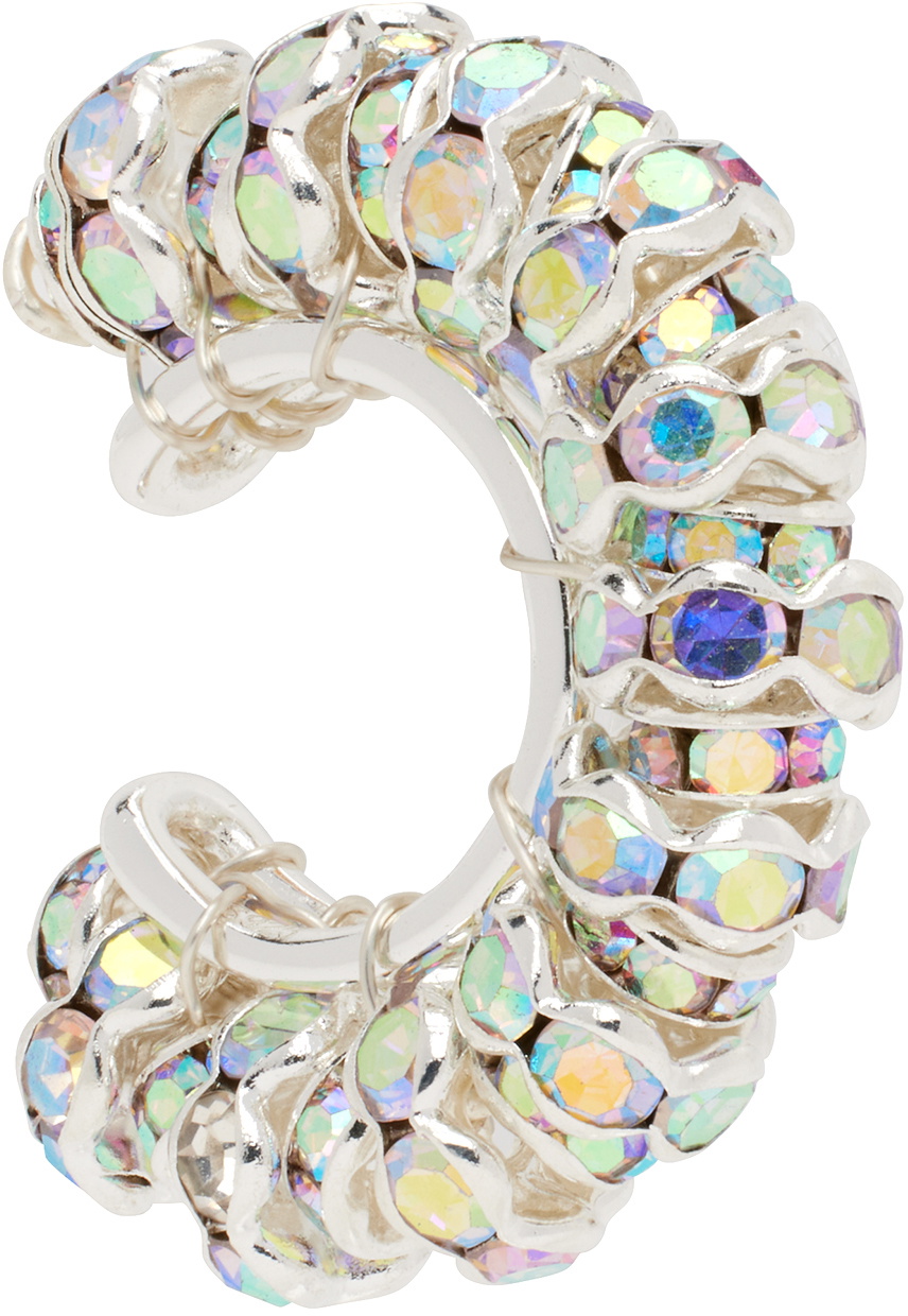 Pearl Octopuss.y Silver Diamond Single Ear Cuff