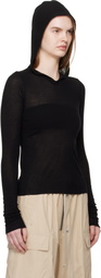 Rick Owens Black Temple Cropped Rib LS Hoodie