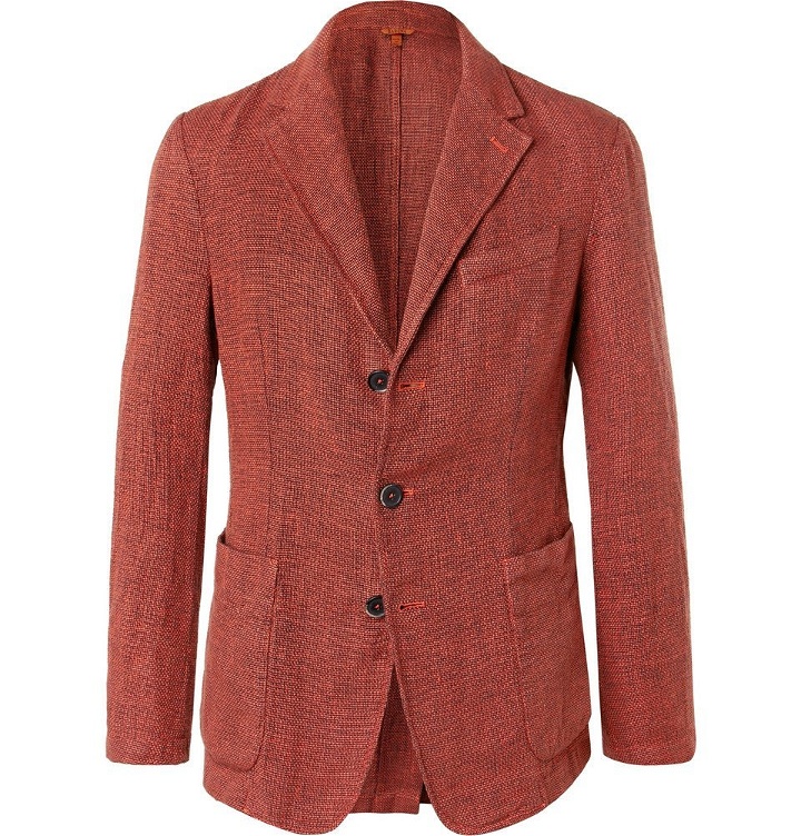 Photo: Barena - Red Slim-Fit Unstructured Mélange Linen-Blend Blazer - Men - Red