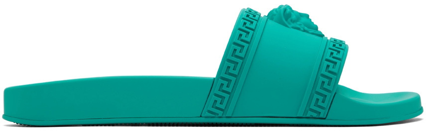 Versace Teal Slides Kids Rubber Slides Blue | VERSACE US main image 4
