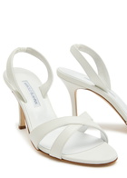 Manolo Blahnik Callasli 90 Leather Slingback Sandals White