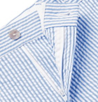 Anderson & Sheppard - Striped Cotton-Seersucker Shorts - Blue