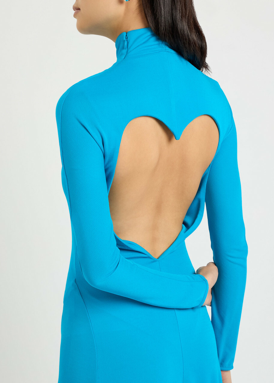 Alaïa Heart Cut-out Crepe Midi Dress Turquoise
