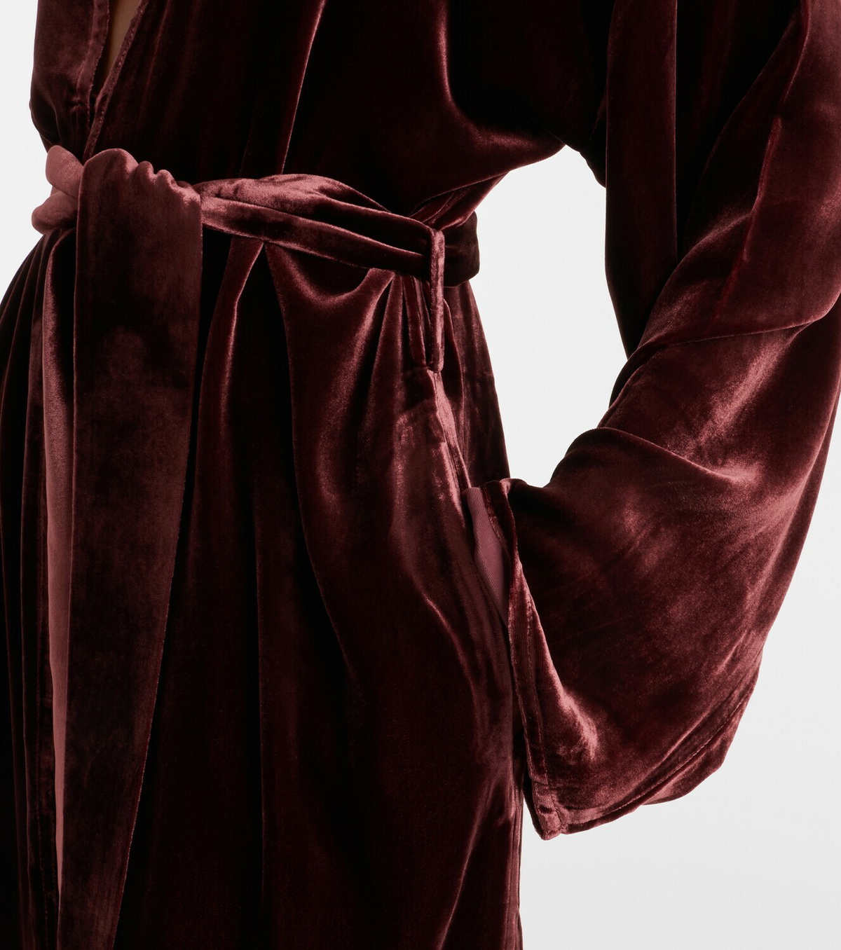 Asceno Belted velvet midi dress
