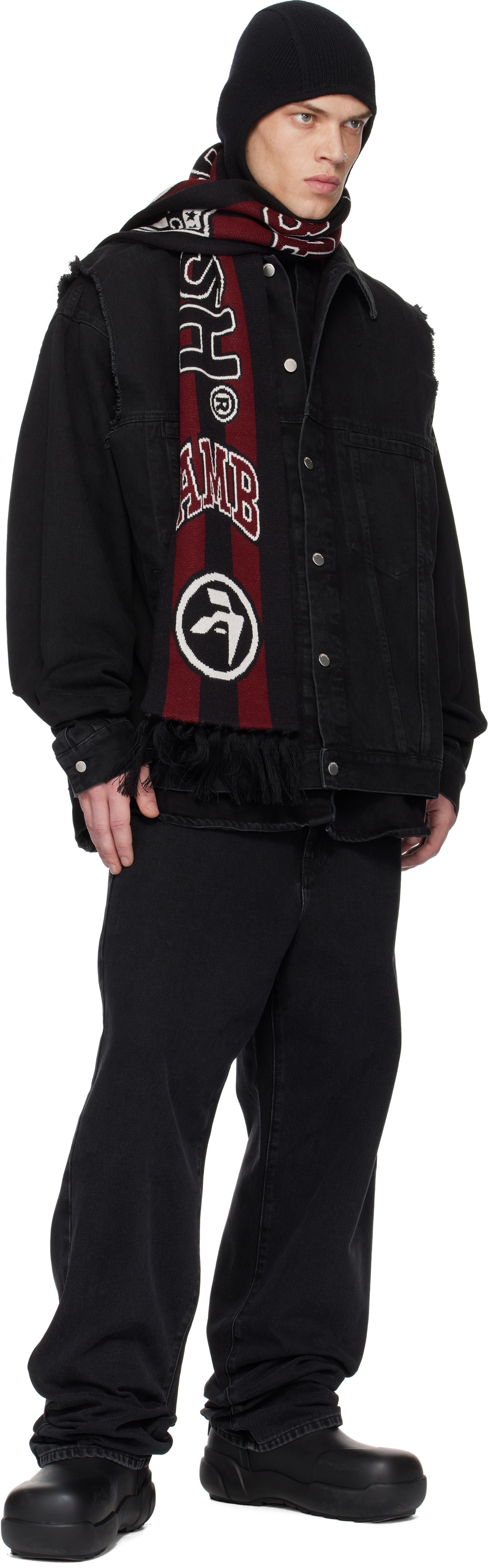AMBUSH Burgundy & Black Stadium Scarf