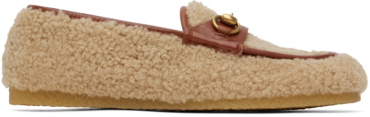 Photo: Gucci Beige Shearling Horsebit Moccasin Loafers