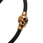 Alexander McQueen Men's Rubber Cord Skull Bracelet in Natural/Gold