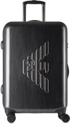 Emporio Armani Gray Embossed Eagle Medium Suitcase