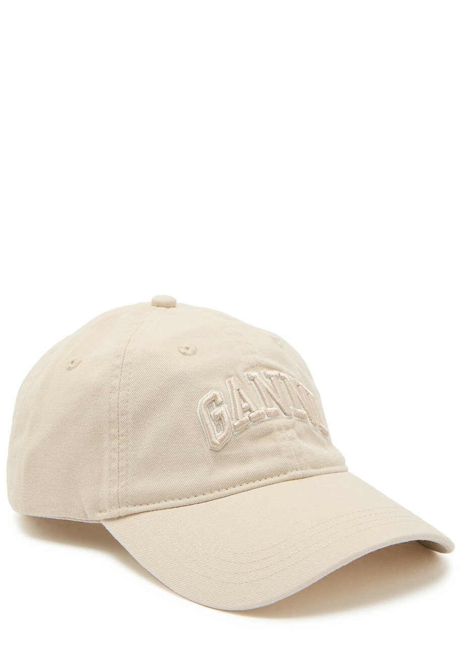 Ganni Logo-appliquéd Cotton cap - Cream - One Size