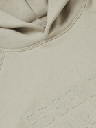 FEAR OF GOD ESSENTIALS - Logo-Flocked Cotton-Blend Jersey Hoodie - Gray