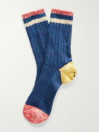 KAPITAL - Ivy Rainbowy Happy Heel Cotton and Hemp-Blend Socks - Blue