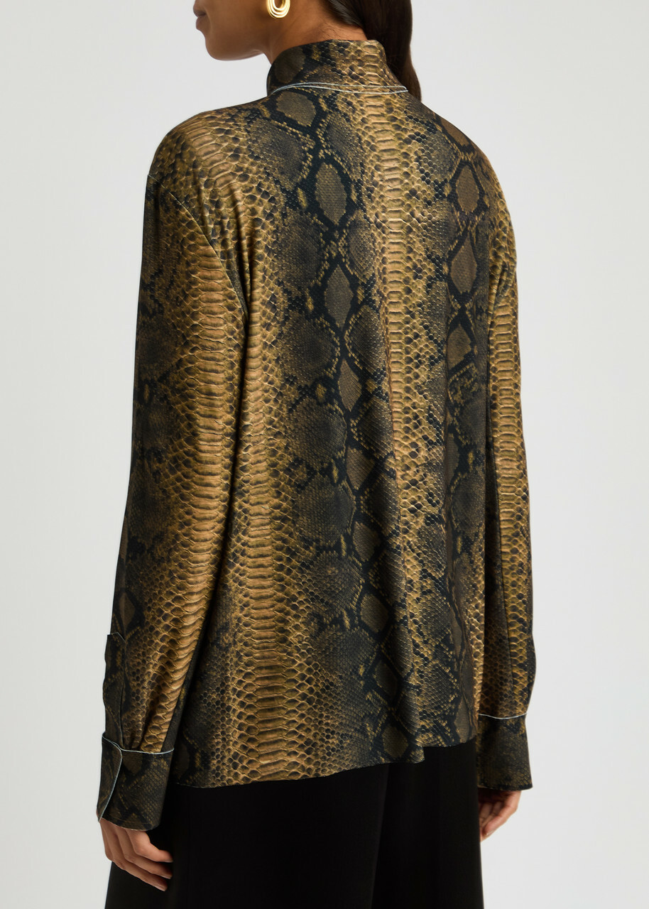 Norma Kamali Python-print Stretch-jersey Shirt Multicoloured