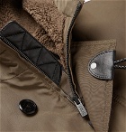 Tod's - Leather-Trimmed Faux Shearling-Lined Shell Hooded Jacket - Men - Brown