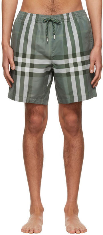 Photo: Burberry Green Vintage Check Swim Shorts