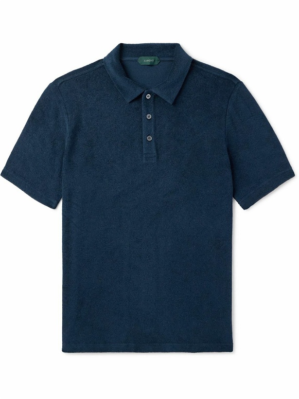 Photo: Incotex - Cotton-Terry Polo-Shirt - Blue