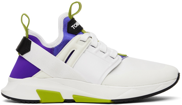 Photo: TOM FORD White & Purple Jago Sneakers