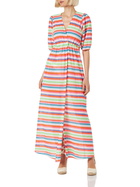 MC2 Saint Barth Chevron Raschel Knit Long Beach Dress Bliss With Striped Pattern