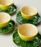 Bordallo Pinheiro Lemon set of 2 teacups and saucers