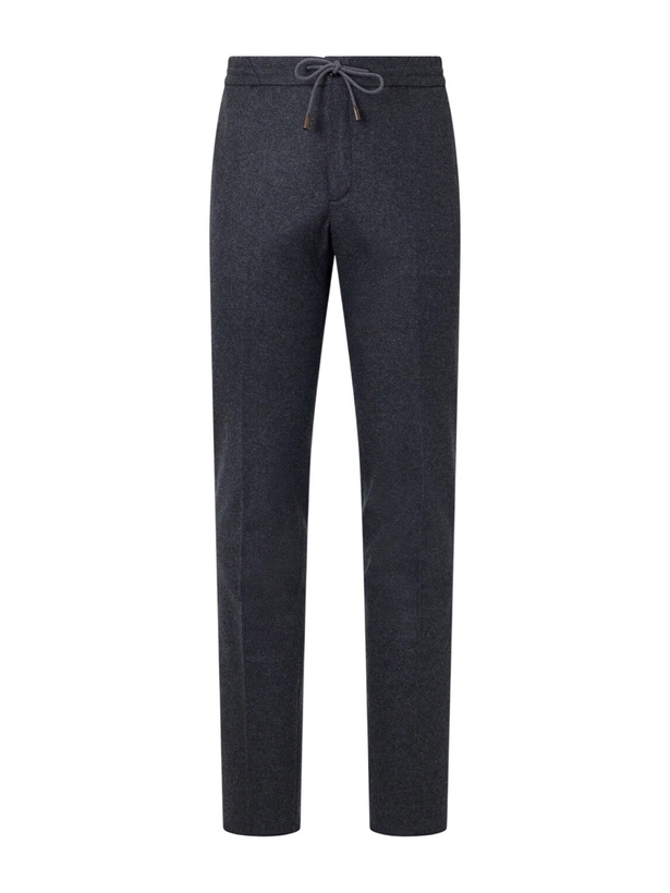 Photo: Slowear - Tapered Cashmere-Flannel Drawstring Trousers - Gray