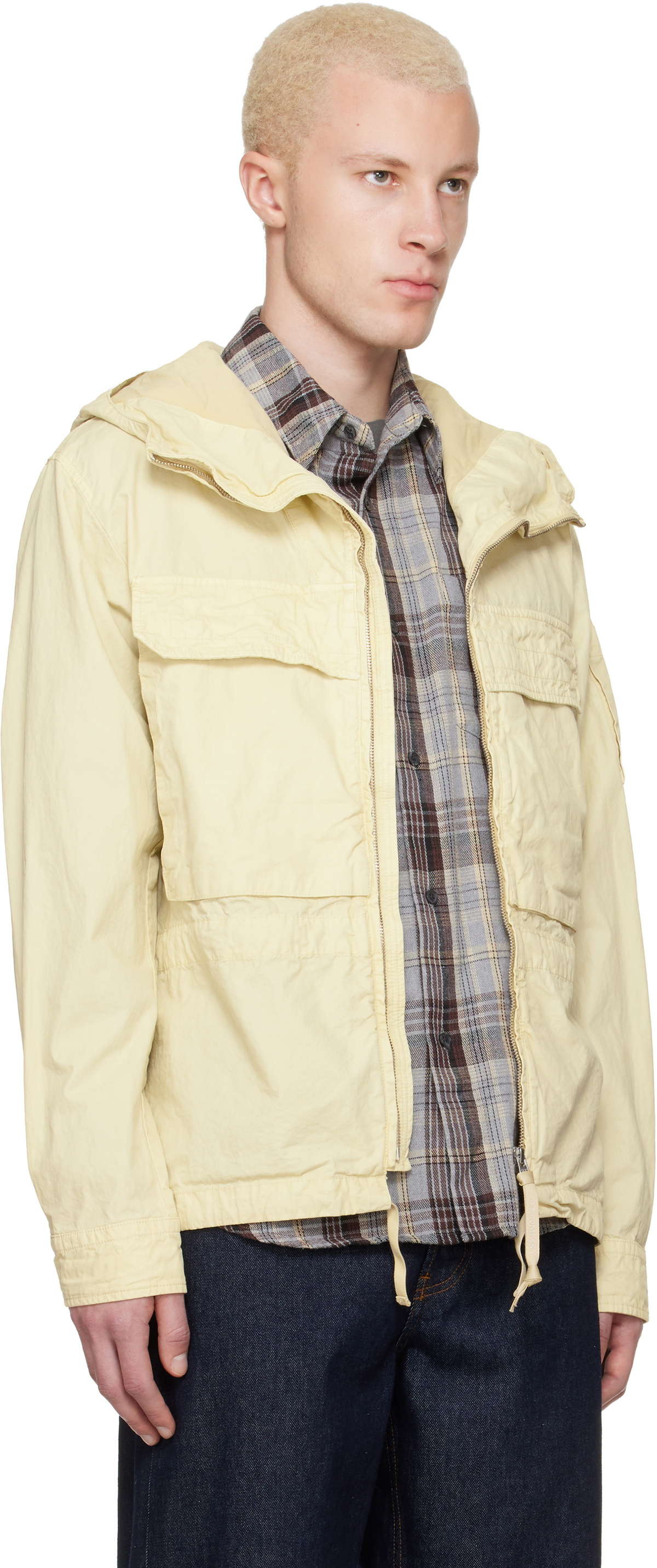 C.P. Company Beige Micro-Reps Hooded Lens Overshirt