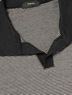 Theory - Malden Striped Stretch-Pima Cotton Polo Shirt - Black