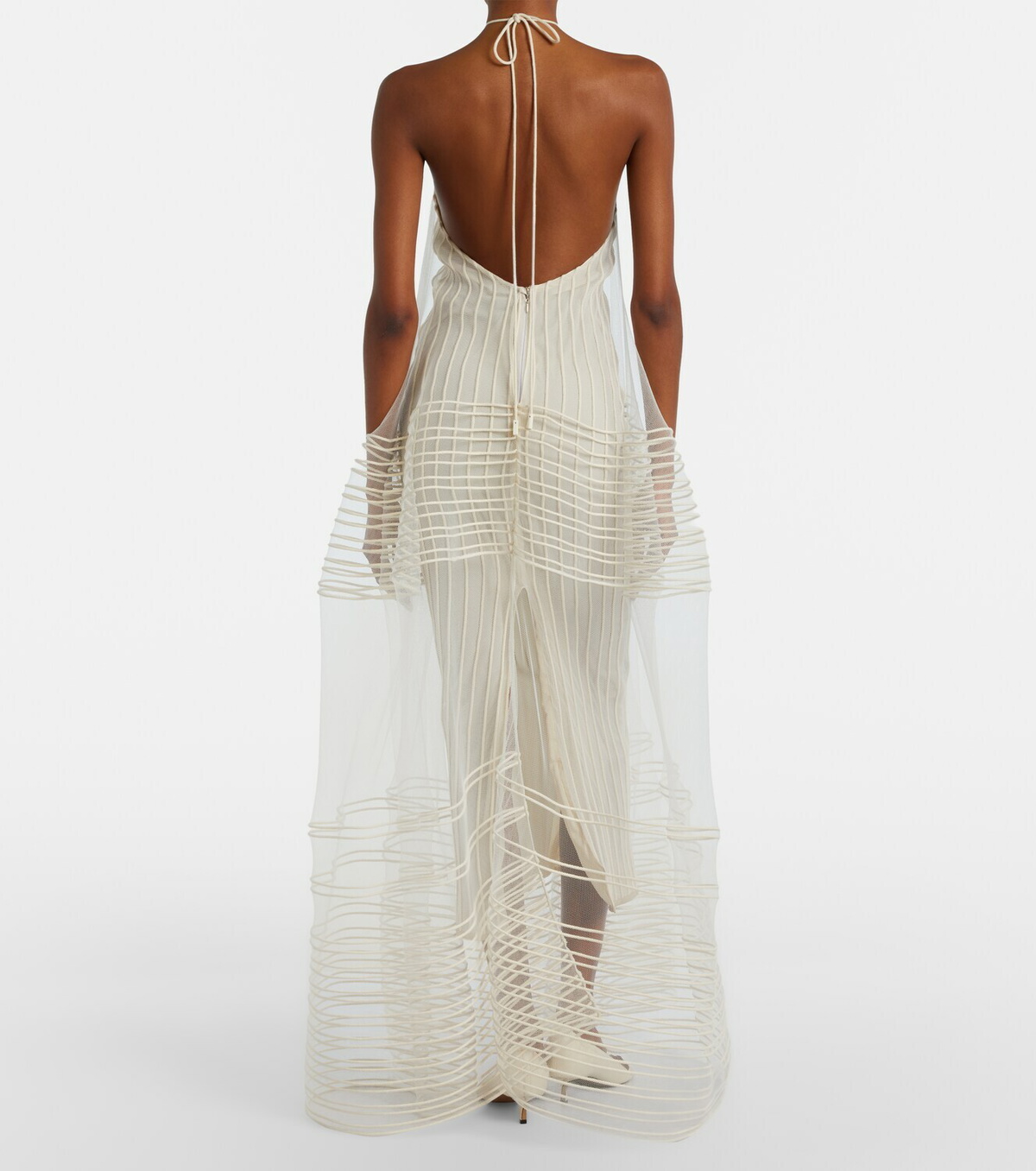 Jacquemus Epi halterneck tulle maxi dress