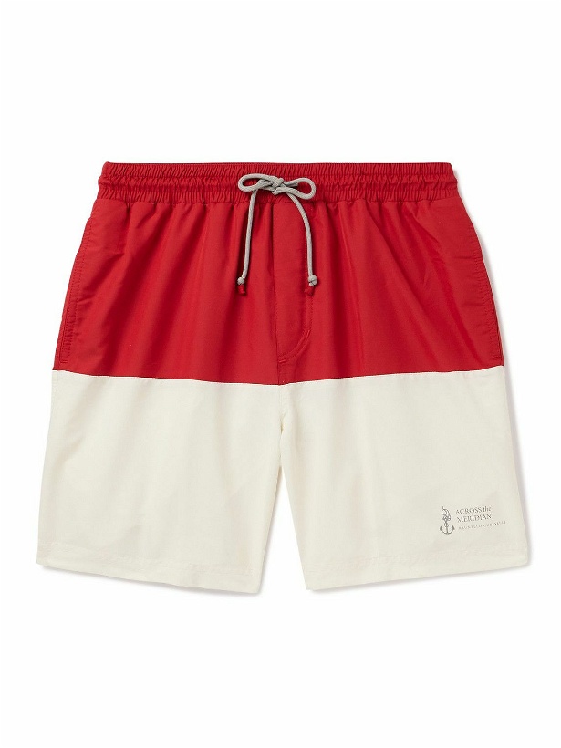 Photo: Brunello Cucinelli - Long-Length Colour-Block Swim Shorts - Red