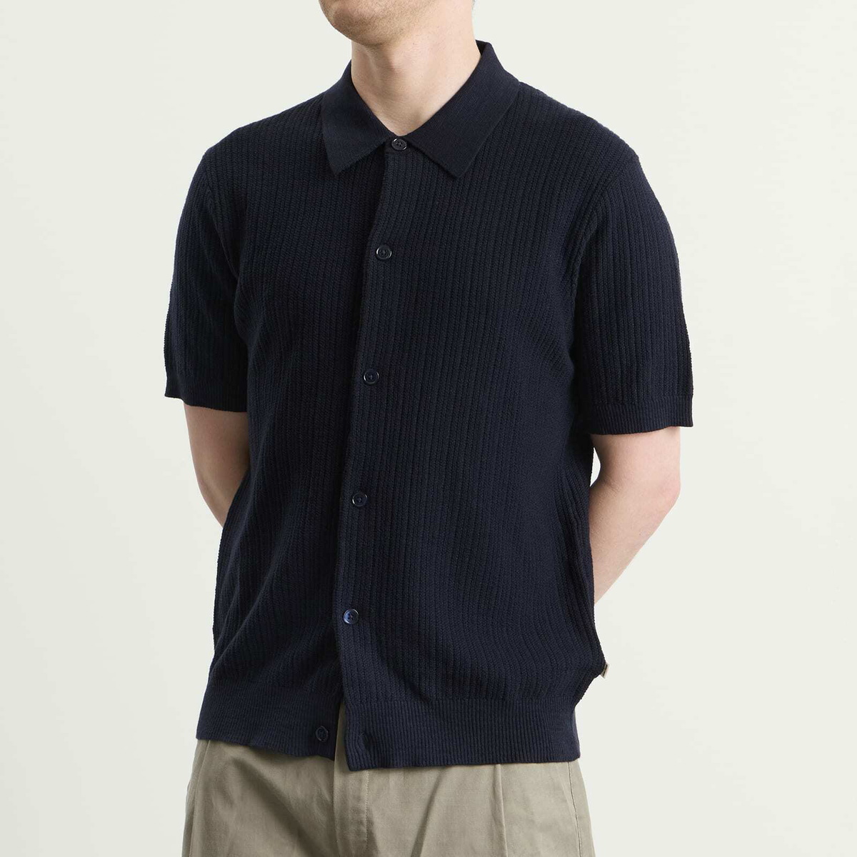 NN07 Men's Nolan Polo Cardigan in Navy Blue