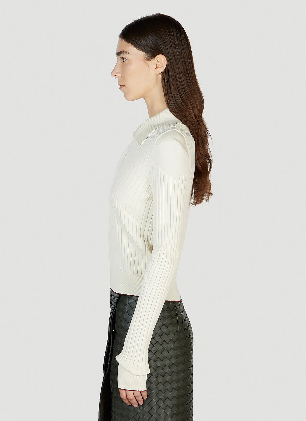 Bottega Veneta Ribbed Polo Sweater Bottega Veneta