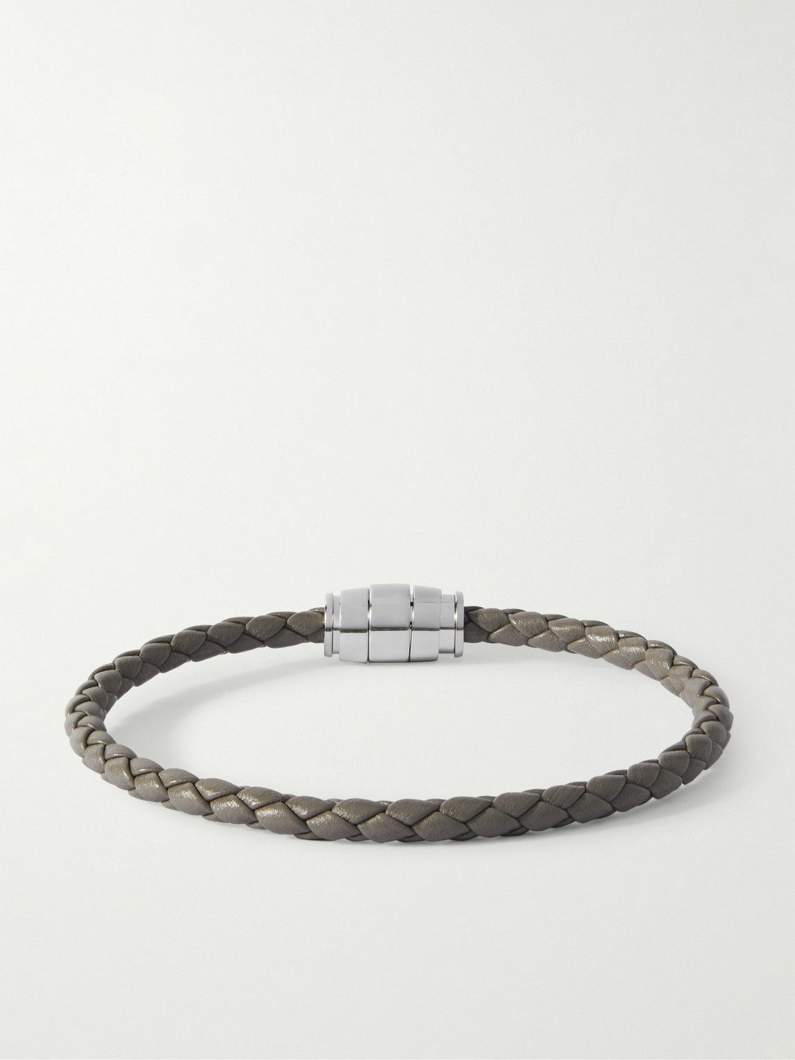 Montblanc - Meisterstück 3-Ring Stainless Steel and Woven Leather Bracelet - Neutrals