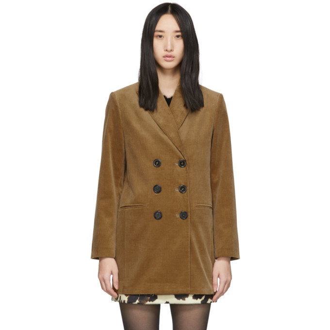 Photo: Alexachung Beige Corduroy October Double-Breasted Blazer