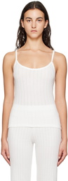 LESET White Scalloped Tank Top
