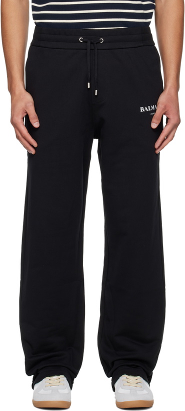 Photo: Balmain Black 'Balmain Paris' Writing Sweatpants