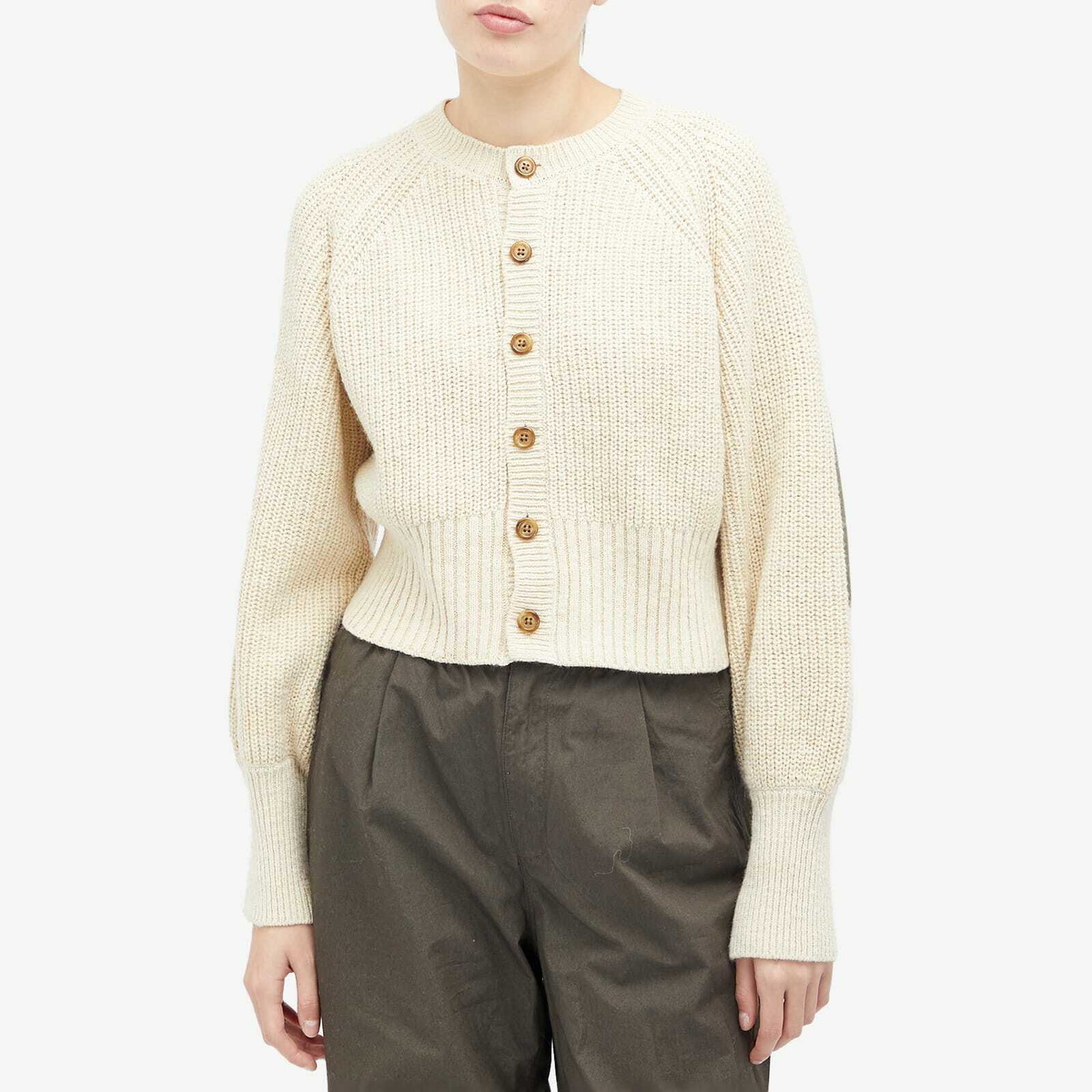 Beams Boy Women's Elbow Cardigan in Off Wht 