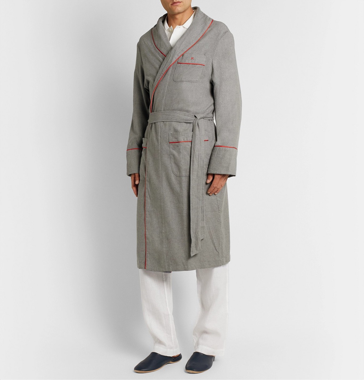 Ironweave Robe Isaia - Piped Cotton and Cashmere-Blend Twill Robe - Unknown Isaia