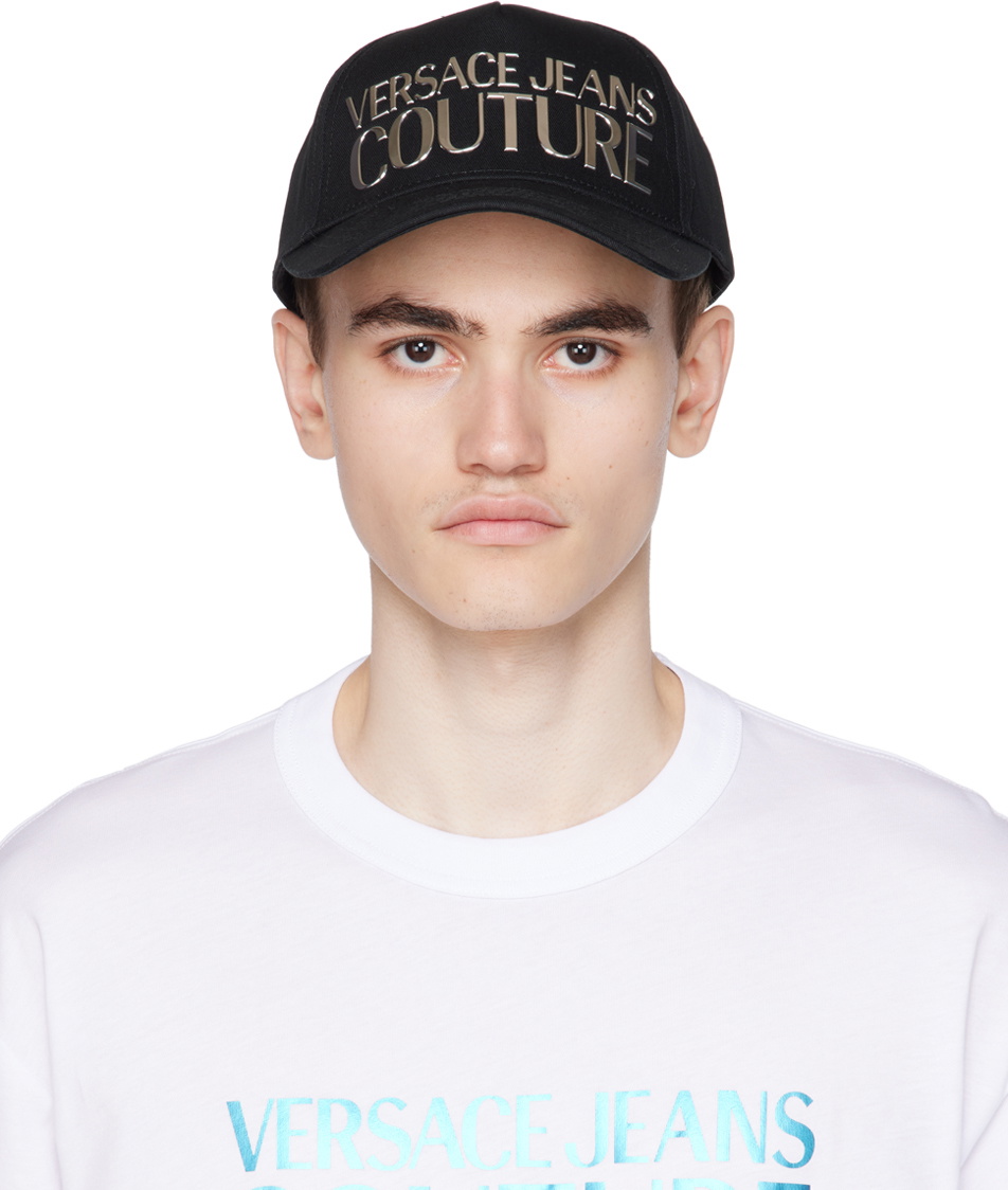 Versace Jeans Couture Black Logo Appliqué Cap Versace