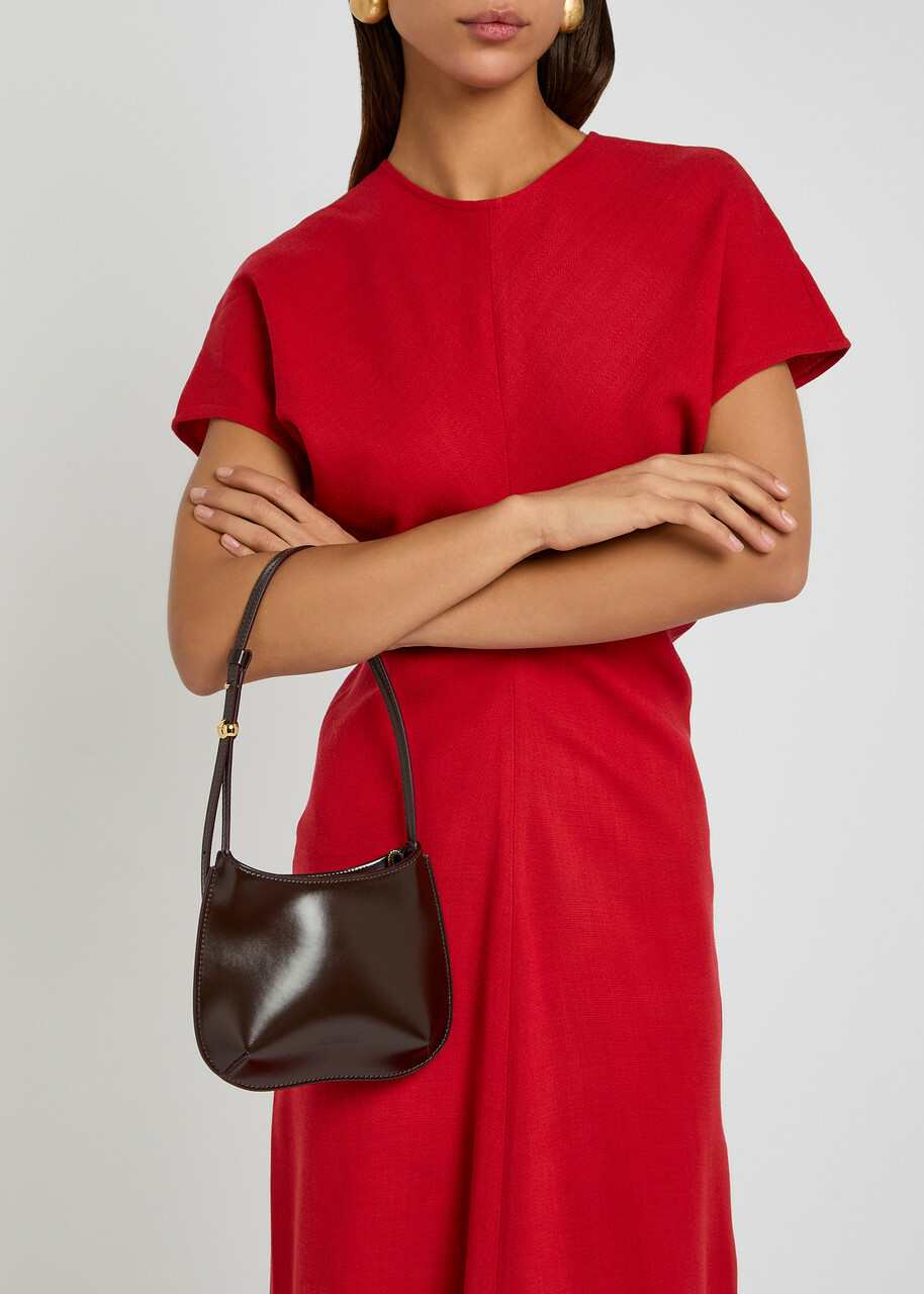 Jacquemus Le Petit Bisou Glossed Leather Shoulder bag - Burgundy - One Size