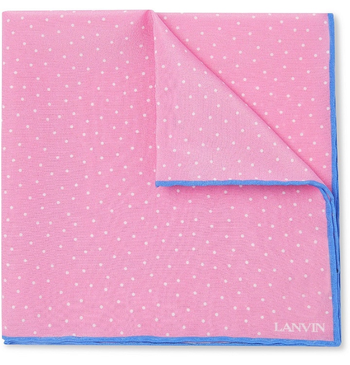 Photo: Lanvin - Polka-Dot Silk Pocket Square - Pink