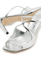 Jimmy Choo Anise 75 Metallic Leather Mules Silver