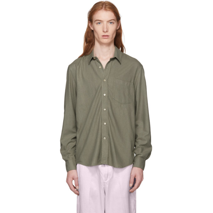 Photo: Our Legacy Green Drab Silk Noil Classic Shirt