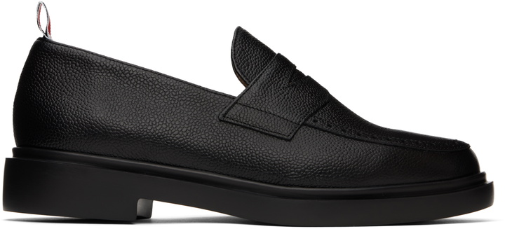 Photo: Thom Browne Black Pebble Grain Penny Loafers