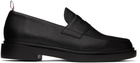 Thom Browne Black Pebble Grain Penny Loafers
