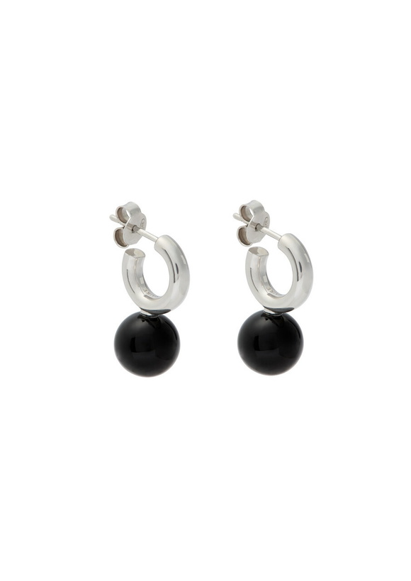 Photo: Lemaire Short Dot Rhodium-plated Sterling Silver Hoop Earrings - Black - One Size