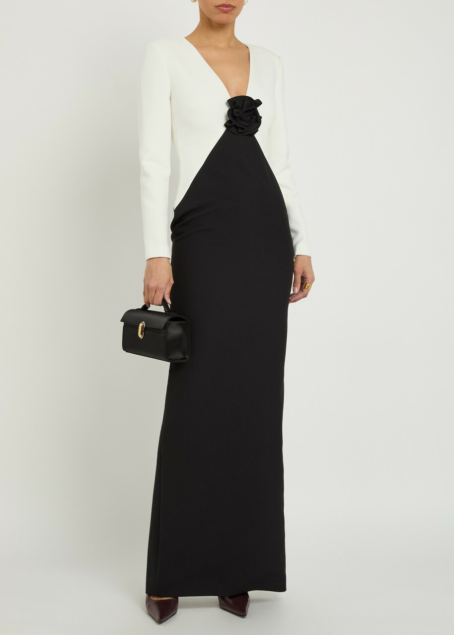 Roland Mouret Colour-blocked Crepe Maxi Dress Black
