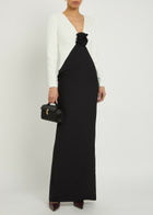 Roland Mouret Colour-blocked Crepe Maxi Dress Black
