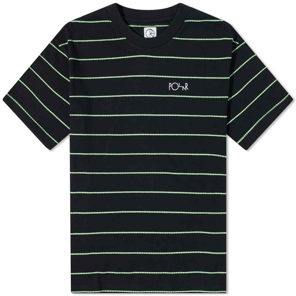 Polar Skate Co. Men's Checkered Stripe Surf T-Shirt in Black