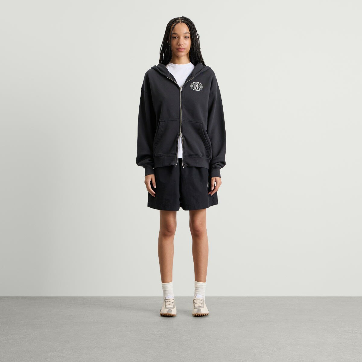 END. Leisure Zip Hoodie in Cinder Black