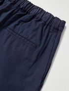 Blue Blue Japan - Tapered Pleated Indigo-Dyed Cotton-Gabardine Trousers - Blue