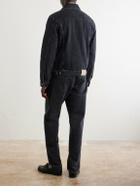 Canali - Leather-Trimmed Denim Jacket - Black
